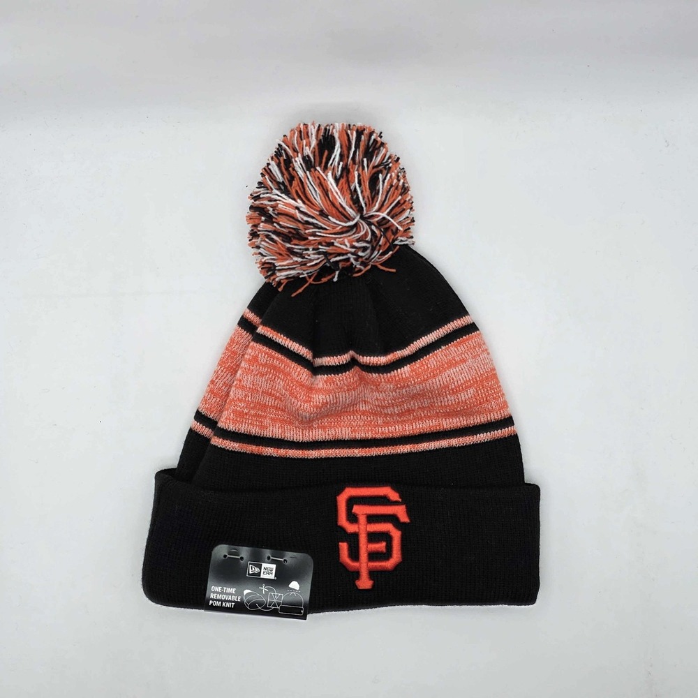 New Era San Francisco Giants Chilled Knit Beanie Hat Cap Pom Black Orange NWT